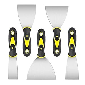 Schilderspatel spatel set met kunststof handvat spatel roestvrij staal, palletmes krassen, voor het verwijderen van roestvrije putty messen, 40 mm, 49 mm, 75 mm, 98 mm 124 mm, 5 stuks