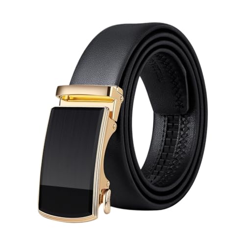 JSEIAJB Men's Belt Business Genuine Leather Belt Men's Genuine Automatic Buckle Men's Belt(115cm)