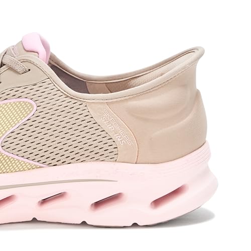 Skechers Women's Go Walk Glide Step 2.0 Dani Hands Free Slip-Ins Sneaker, Taupe/Pink, 5.5