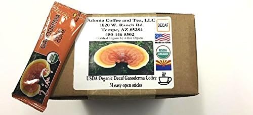 Organic Decaffeinated Ganoderma Black Coffee MADE IN THE USA 31 STICKS USDA CERTIFIED, NO FILLERS, VEGAN, DAIRY FREE, GLUTEN FREE