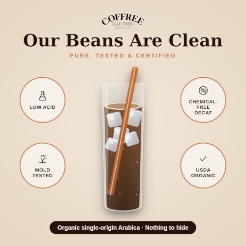 Image of COFFREE Organic Instant Coffee Packets Variety Pack - 0% to 150% Caffeine - Mold Free, Low Acid, Single-Origin Arabica - Individual Single Serve Coffee Sticks - Easy for Travel, Camping - 24 Count