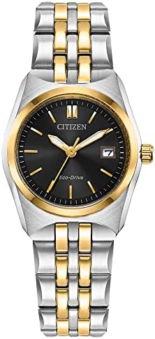 公民婦人&#39 ;クラシックなCorso Eco Drive腕時計、ステンレス、3手日付、発光ポインター