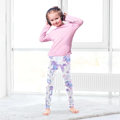 Unicorns Girls' Leggings Toddler Doodles Butterfly Kids Yoga Pants Dance Active Tights 4T4