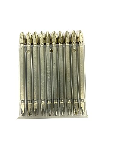 Image of Jon Bhandari Tools PH2 Power Magnetic Double Ended Screwdriver Bits 100mm - Phillips Star Head Drill Bit Set (Pack of 10) for Electric, Cordless & Impact Drivers - Precision Tips for Fastening Work
