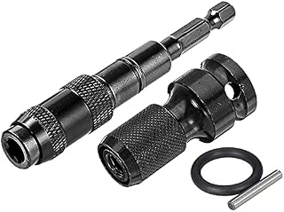 Mesee 1/4'' Hex Shank Magnetic Pivoting Bit Tip Holder with 1/2'' Square Drive to 1/4'' Hex Female Socket Adapter Set 20° Pivot Mode Magnetic Screw Drill Tip Quick Release Chuck Conversion Tool