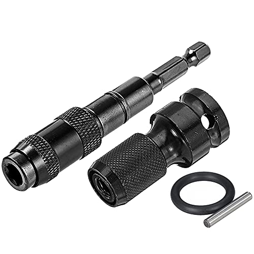 Mesee 1/4'' Hex Shank Magnetic Pivoting Bit Tip Holder With 1/2'' Square Drive To 1/4'' Hex Female Socket Adapter Set 20° Pivot Mode Magnetic Screw Drill Tip Quick Release Chuck Conversion Tool #TOP4