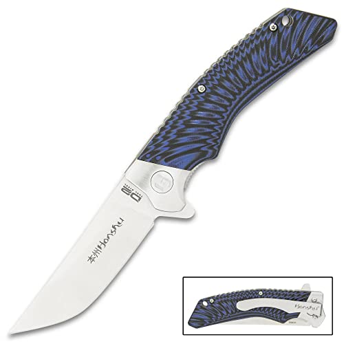 Honshu Black and Blue Sekyuriti Ball Bearing Pocket Knife - D2 Tool Steel