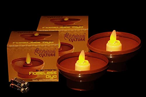 SrI Krishna CULTURE-Flameless LED Flickering Flame Diya/Candle-Re...