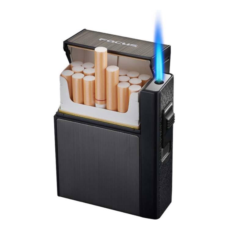 Classic Design Cigarette Case Lighter 2 in 1 | Refillable Windproof Jet Flame Lighter | 20 Pieces Cigarette Capacity | Detachable Lighter | Black-image-25
