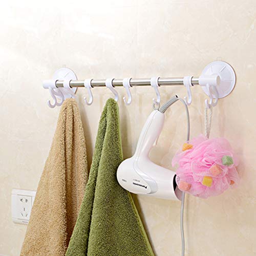 elegantstunning 40 cm Sucker Handdoekrek Rvs Handdoek Hanger Rack voor Badkamer Keuken