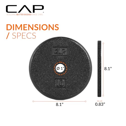Image of CAP Barbell Standard 1-Inch Cast Iron Weight Plates - Singles & Sets | 1.25-50 lbs | Multiple Options