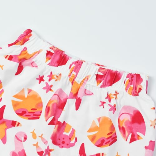 Image of HILEELANG Toddler Girl Summer Short Outfit Sets Cotton Short Sleeve Tops Tees Shorts Clothing Sets