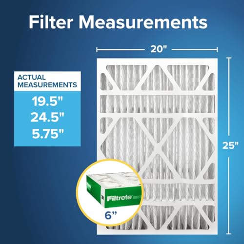 Image of Filtrete 20x25x6 AC Furnace Air Filter, MPR 700, MERV 8, Fits AprilAire & Space-Gard, Capture Dust, Pollen & Pet Dander Reduction, 2-Pack (Actual Size 19.75 x 24.25 x 6 in)