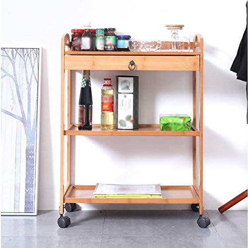 Carrito de cocina multifuncional con ruedas giratorias 360 y estructura marrón para comer 5
