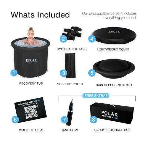 Polar Recovery 2.0 Tub/Upgraded 2024 370L Portable Ice Bath for Cold Water Therapy Training/an Ice Bathtub for Athletes - 2 Valve Chiller compatilble Ice Bath and Soaking - Outdoor Cold Plunge Tub Polar Recovery 2.0 Tub/Upgraded 2024 370L Portable Ice Bath for Cold Water Therapy Training/an Ice Bathtub for Athletes - 2 Valve Chiller compatilble Ice Bath and Soaking - Outdoor Cold Plunge Tub
