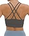 V VOCNI Nursing Bras for Breastfeeding Maternity Sports Bras Tank Top Sexy Crisscross Back Workout Yoga Pregnancy Bra Grey Medium
