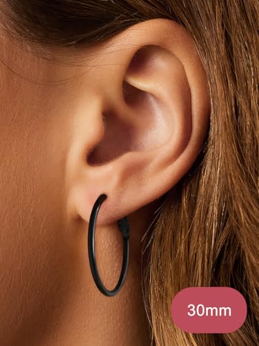 FOCALOOK 14K Gold Plated Lightweight Large Hoops| 2mm Thin Hoop Earrings for Women 30/40/50/70/100mm3