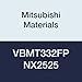 Mitsubishi Materials VBMT332FP NX2525 Uncoated Cermet VB Type Positive Turning Insert with Hole, Stable Cutting, Rhombic 35?, 0.375" IC, 0.187" Thick, 0.031" Corner Radius, FP Breaker (Pack of 10)
