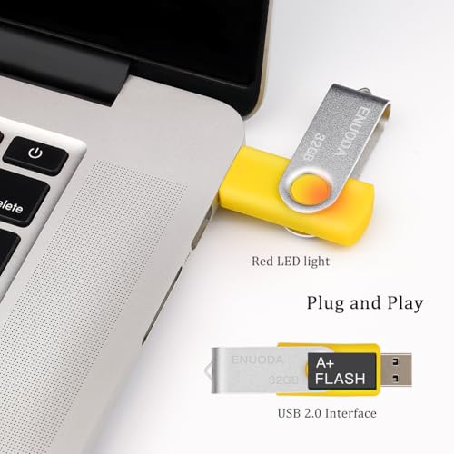 Image of 32GB Flash Drive 10 Pack ENUODA Thumb Drives 32GB Swivel Design USB 2.0 Memory Stick Jump Drive Pen Drive for Storage and Backup (10 Colors)