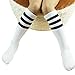 ZUMUii Butterme Chaussettes hautes en coton pour bébé fille garçon classique à rayures longues chaussettes de sport pour enfants de 4 à 15 ans (blanc avec rayures noires)