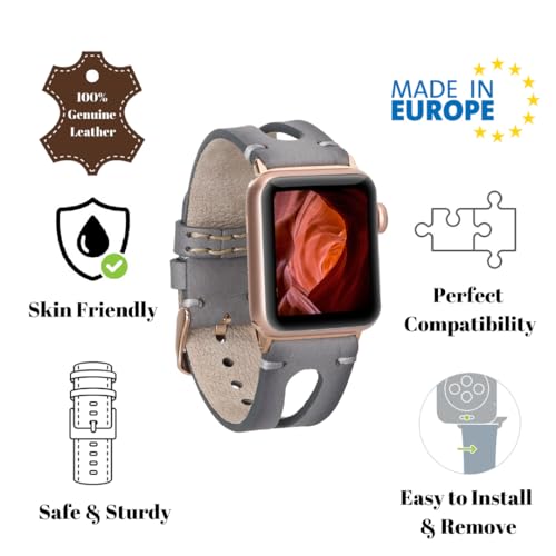 Image of Leather Bands Compatible with Apple Watch Band 40 mm 38 mm 41 mm 42 mm 44 mm 45 mm 46 mm 49 mm Band For Women Straps For Men Handmade Crazy Horse Full Grain Genuine Leather Strap for iWatch Series 11 10 9 8 7 6 SE 3 2 1 Ultra 3 2 1