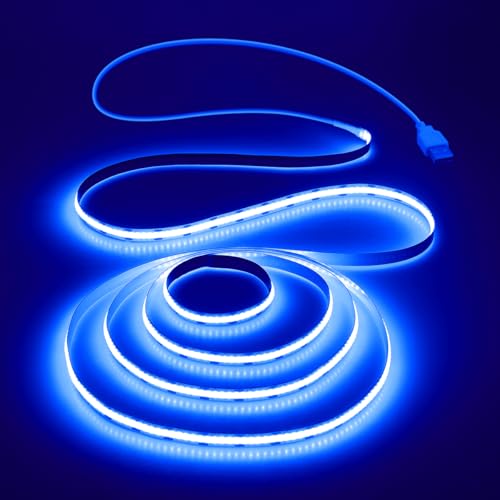 Aclorol COB LED Strip Light 1M 5V Flexible Blue LED Strip Lights for Bedroom with 1M USB Powered Cable Not Dimmable for Kitchen Cabinet Gaming Room Indoor DIY Decoration 320LEDs/M CRI85+