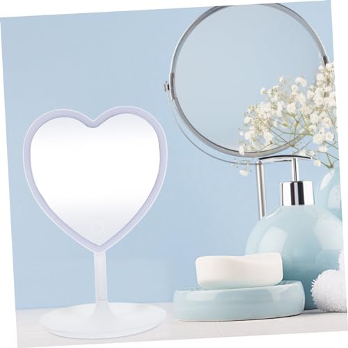 Espejo para maquillaje con luz Led forma corazón portátil miniatura 3