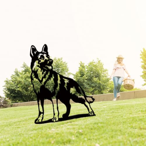 SUPERDANT Metall Hund Gartendekoration Hirte Draußen Schwarze Gartenstecker Außendekoration Tiere Gartenstecker Metall Gartendeko Dekorative Garten Metal Yard Art Für Rasen Terrasse Geschenk Gärtner