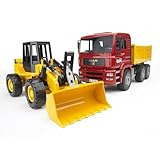 bruder 02752 - Man TGA Kipplastwagen mit Gelenkradlader FR130 - 1:16 Fahrzeug, LKW, Lastwagen, Muldenkipper, Radlader, Lader, Baufahrzeug, Baustelle