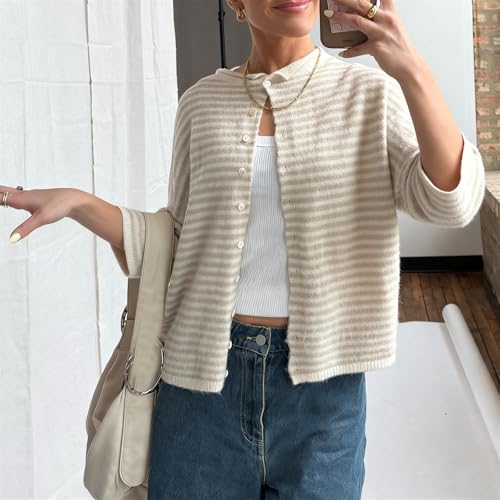 Image of Women Knitted Crop Cardigan Shirt Short Sleeve Button Down Ribbed Knit Crop Top Y2k Girls Outwear Top Tee Shirt
