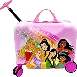 Fast Forward 2-in-1 Kids 18” Suitcase & Ride-On Luggage -Lightweight Tow-Along Toddler Luggage With Wheels (Princess)