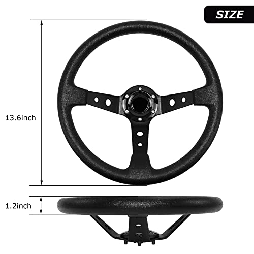 QYMOPAY Drifting Deep Dish Racing Steering Wheel, 6 Bolt Anti-Slip Leather and Aluminum Gaming Steering Wheel with Horn Button for Racing/Car Sim Driving/JDM Sports Racing Steering Wheel (Black) - Image 3