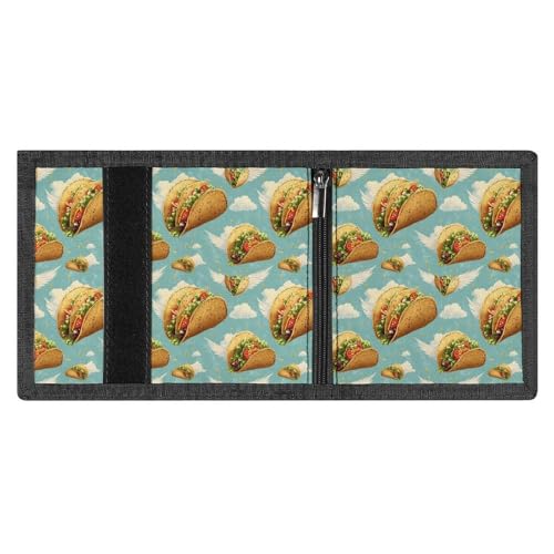 Taco Wings Print Wallet for Men, 8 Credit Card Holder Slim Minimalist Front Pocket Small Mens Bifold Wallets3