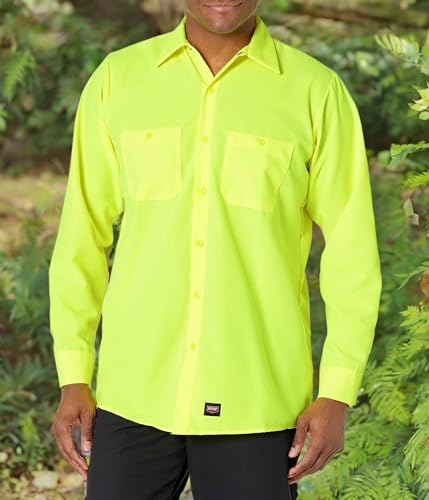 Image of Red Kap Men's Long Sleeve Industrial Work Shirt | Moisture Wicking Button Up, Wrinkle Resistance Fights Fading & Stains