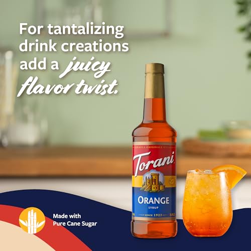 Image of Torani Orange Syrup for Drinks, Flavoring for Iced Tea, Sodas, Cocktails, and Milk Shakes, Pump Included, 25.4 Oz