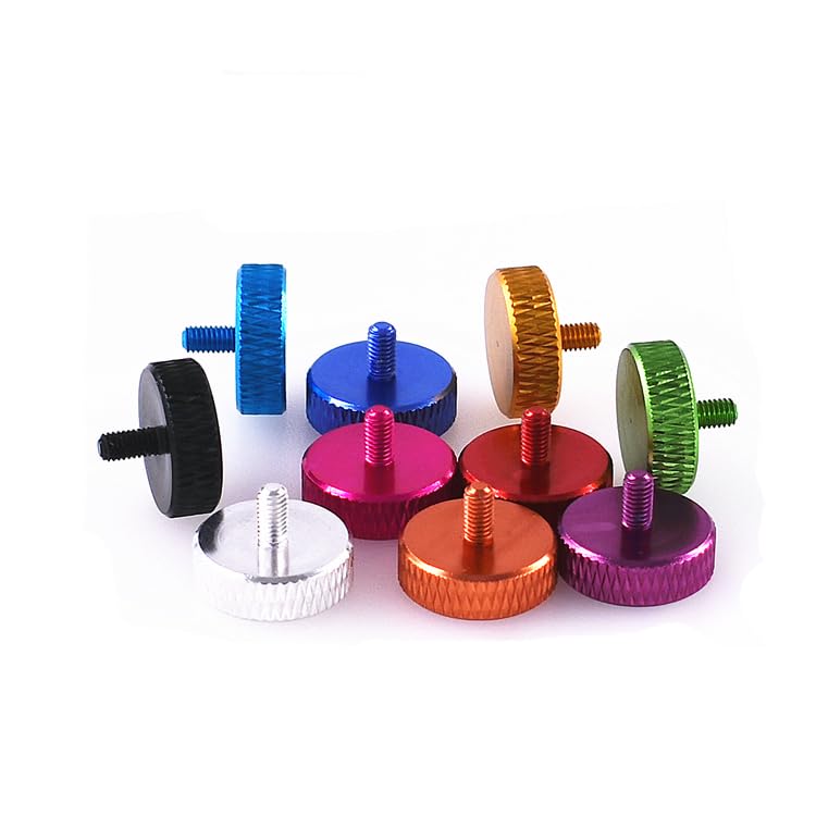 2Pcs M3x6mm Color Aluminum Alloy Hand Twist knurled Screw Computer Main Box Side Panel Cover Bolts - (Size: M3x6mm (Purple))