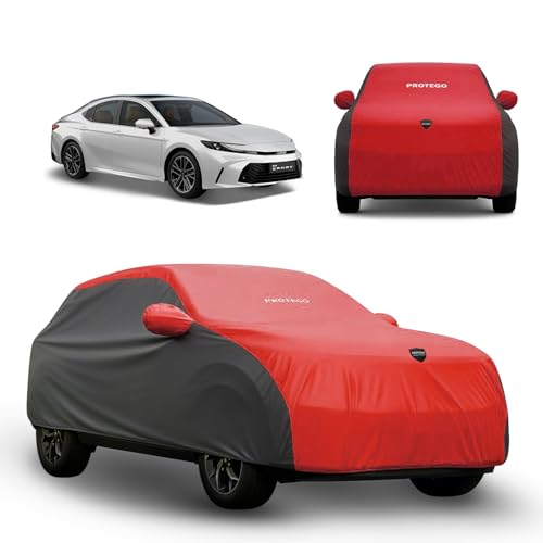 Image of PROTEGO Prime Series India's 1st Anti-Tear Car Cover for Toyota Camry | Heavy-Duty, Custom Fit, All Weather Protection | 100% Waterproof, Windproof & Hail Resistant | 2-Year Warranty | Red + Black