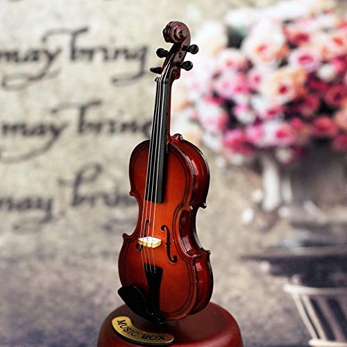 KingPoint Violin Music Box with Rotating Musical Base Instrument Miniature Creative Artware Gift