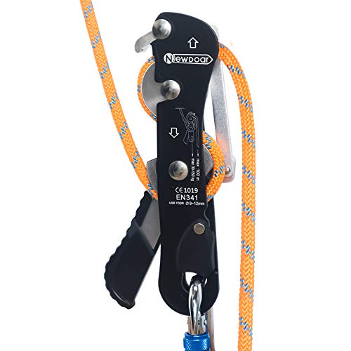 Newdoar Climbing Stop Descender Rappelling Belay For Ropes 9-12Mm The Novices For Rescue & Arborist Ce Certification(Black) #TOP5