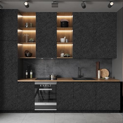 Image of VKR Wallpaper Peel and Stick for Cabinets & Countertops | Self Adhesive Waterproof Contact Paper Roll for Kitchen, Bathroom, Wall & Furniture Covering - Dark Grey (45 x 300 cm)