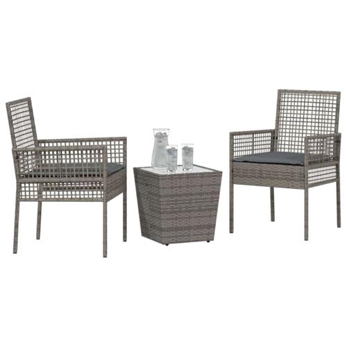 Ensemble bistro jardin rotin 3 pièces table verre - 4