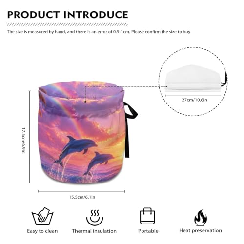 Image of Tea Cosy for Teapot Insulated Dolphin Printed Portable Kettle Cover Tea Pot Cozy Cover with Drawstring Breakfast Warmer 6.1x6.1x6.9 Inch