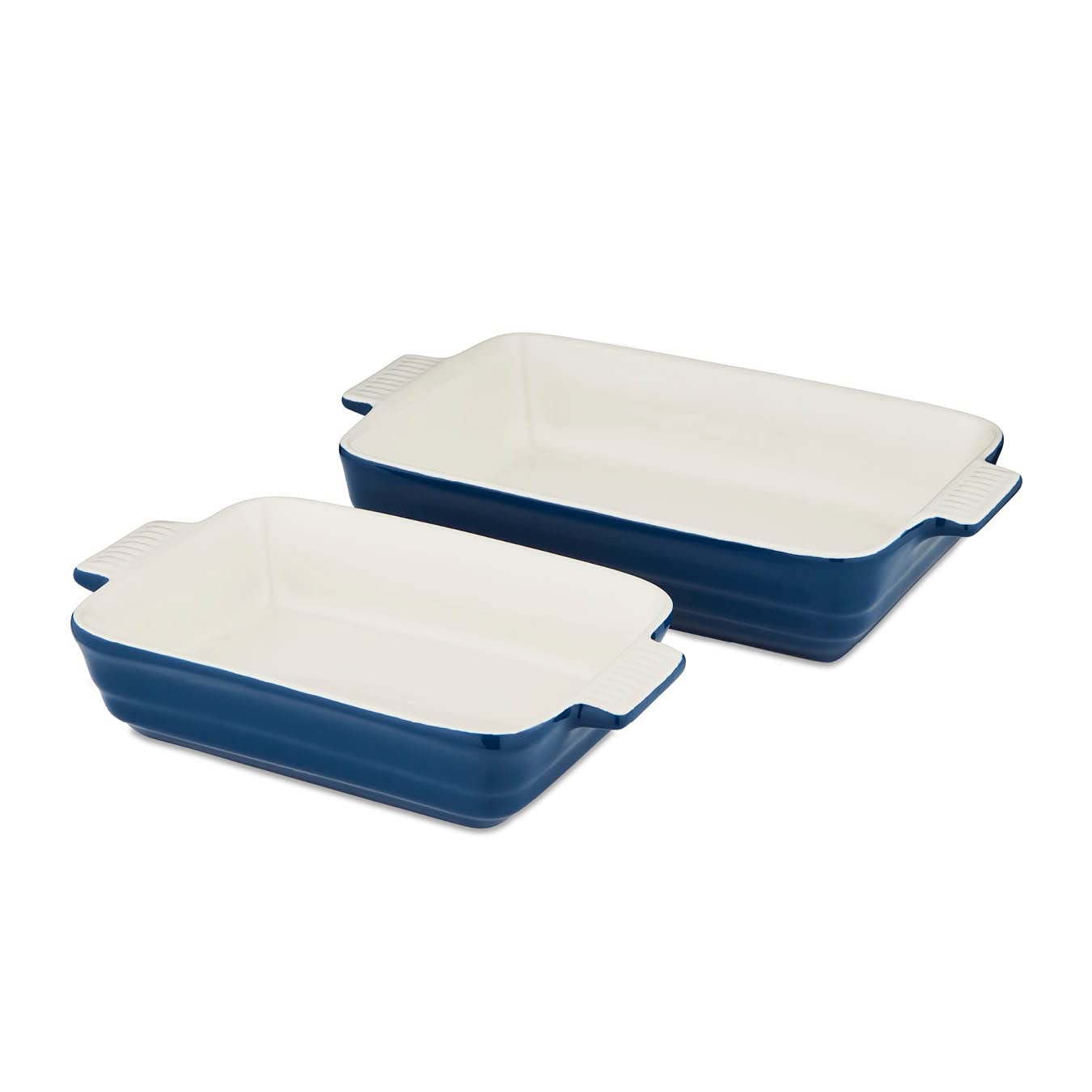 Barbary & OakBO875001BLU Foundry Set of 2 Ceramic Rectangular Oven Dishes, Limoges Blue