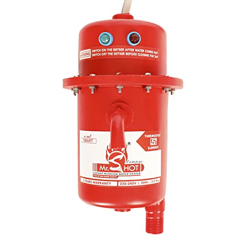 Mr.SHOT SMART Instant Running Water Heater, Made of First Class PPCP Plastic,Automatic Model, Threaded inlet model (Red COLOR) Mr.SHOT SMART Instant Running Water Heater, Made of First Class PPCP Plastic,Automatic Model, Threaded inlet model (Red COLOR)