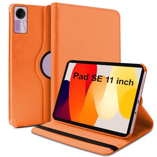 Image of TGK Rotating Cover for Redmi Pad SE 11 inch 360 Degree Leather Flip Case (Orange)