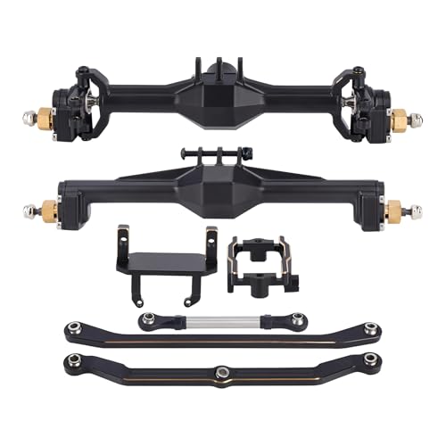 TRX4M Axles, Front & Rear Complete 216.4g +10mm Brass CNC Widen TRX4M Portal Axles with Lay-Down Servo Mount & Links for 1/18 RC Crawler Car TRX4M Upgrades