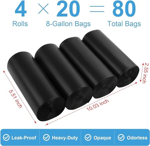 Image of 80 Portable Camping Toilet Bags, Biodegradable 8 Gallon Trash Garbage Bags