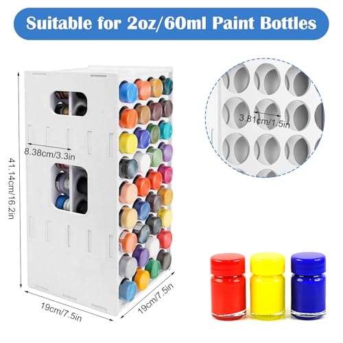 Image of 360 Acrylic Paint Organizer, 72 Holes, 2 Oz Craft Paint Holder Rack, White