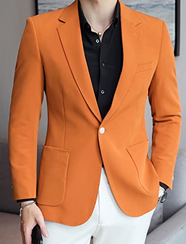 Men's Solid Color Blazer Tuxedos Jacket One Button Notch Lapel Formal Party Daily Casual Suit Coat2