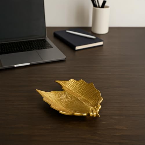 Image of MARKET 99 Golden Embossed Decorative Platter | Glossy Aluminium Tray for Table Decor, Housewarming, Diwali & Gifting | Elegant Designer Dish for Center Table, Dining, Living Room & Festive Use
